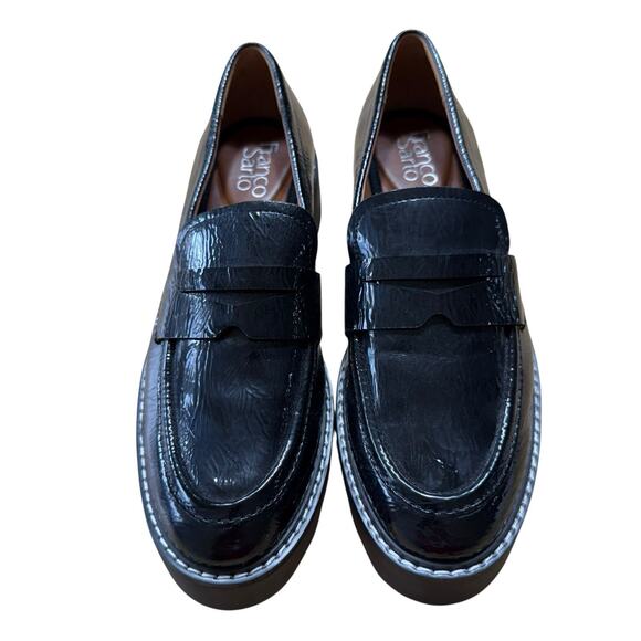 Franco Sarto Balin Penny Loafer Womens Size 7.5M Black Lug Sole Platform Chunky - Picture 2 of 9